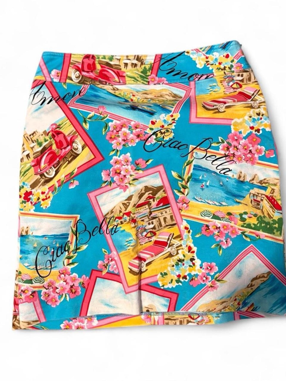 Vintage New York & Company mini skirt  Italian novelty sceneSize 4.